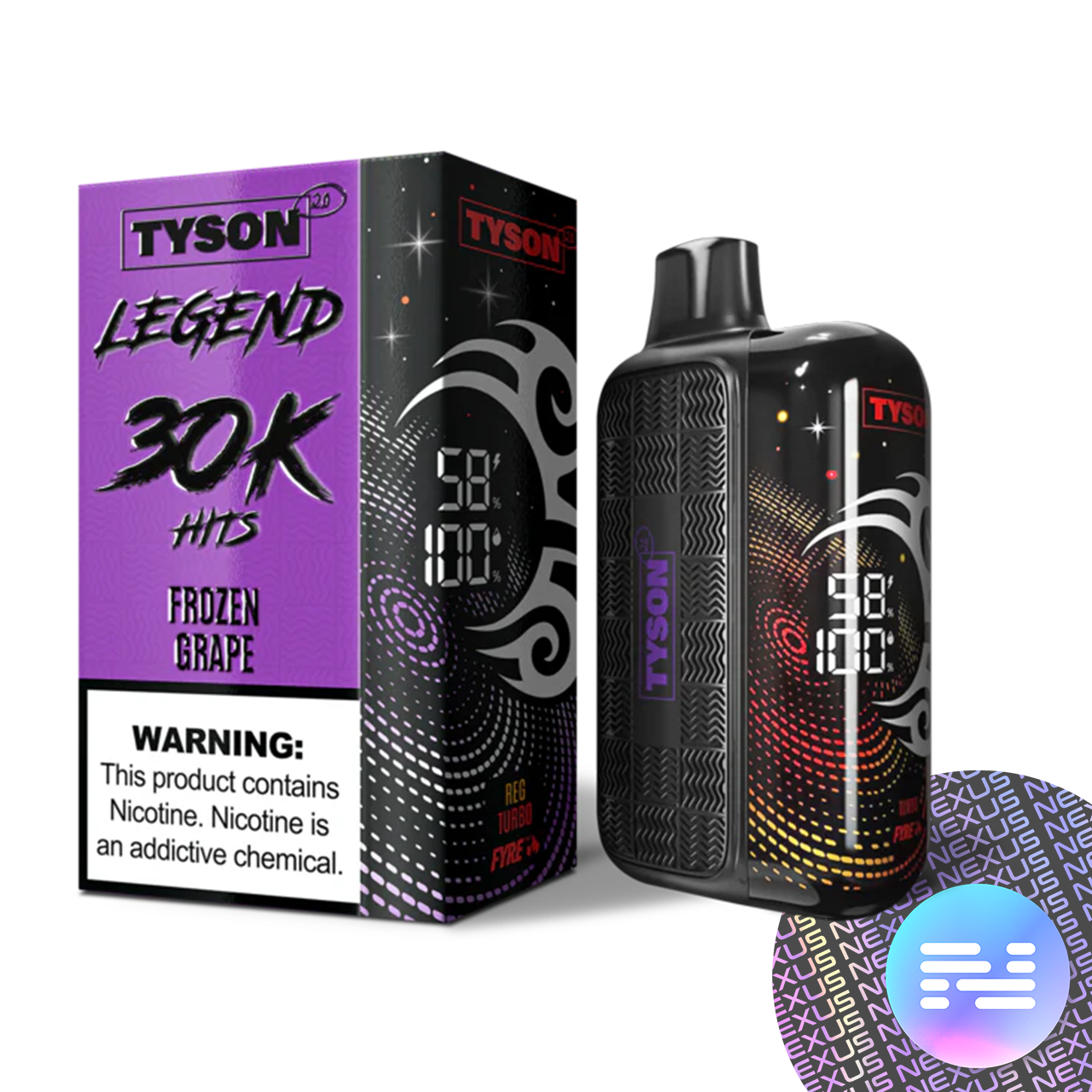 tyson - tyson 30k puff 5pack frozen grape